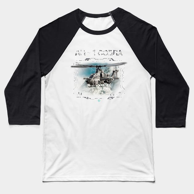 AH-1 Cobra Helicopter Crew Gift Baseball T-Shirt by woormle